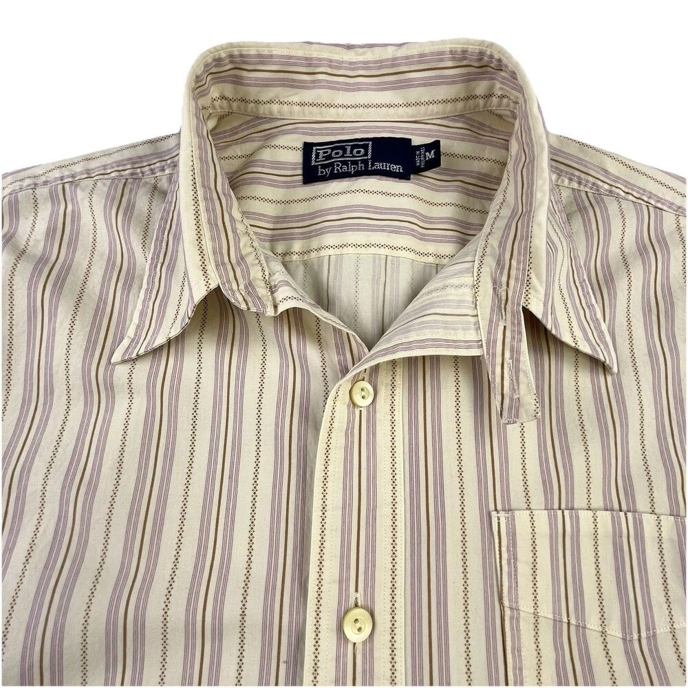 Vintage Polo Ralph Lauren Shirt M Loop Collar Western Aztec Geometric Stripe